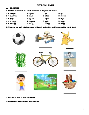 Bài tập Tiếng Anh Lớp 6 - Unit 3 My friends